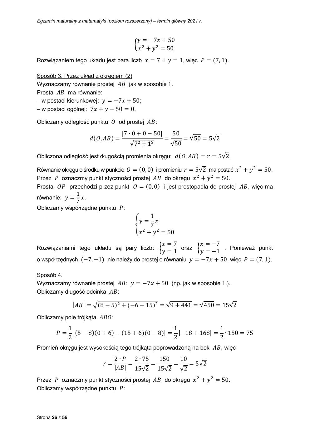 odpowiedzi - matematyka rozszerzony - matura 2021 - maj-26