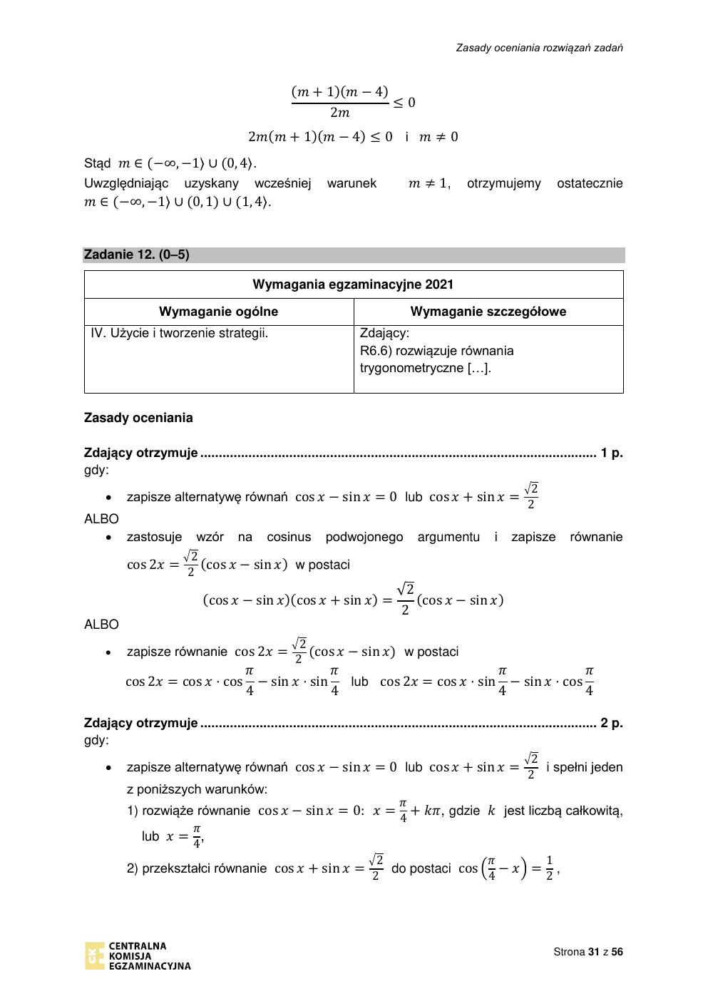 odpowiedzi - matematyka rozszerzony - matura 2021 - maj-31