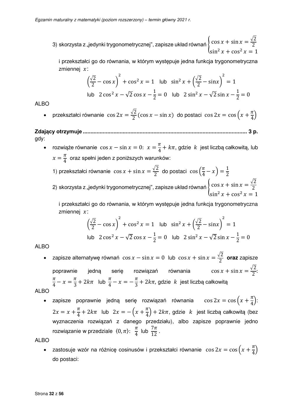 odpowiedzi - matematyka rozszerzony - matura 2021 - maj-32