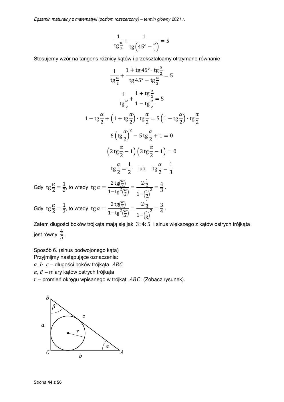 odpowiedzi - matematyka rozszerzony - matura 2021 - maj-44