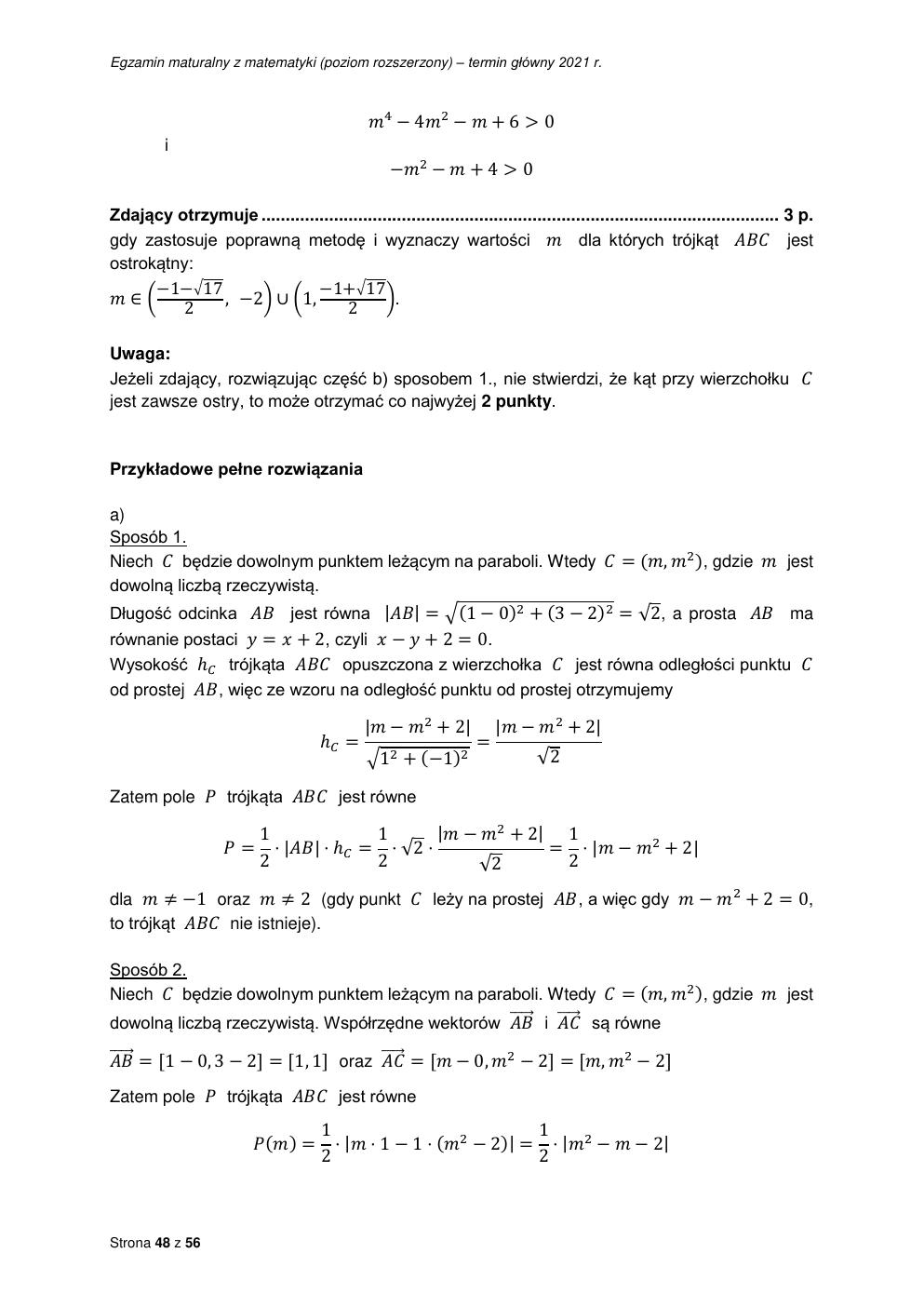 odpowiedzi - matematyka rozszerzony - matura 2021 - maj-48