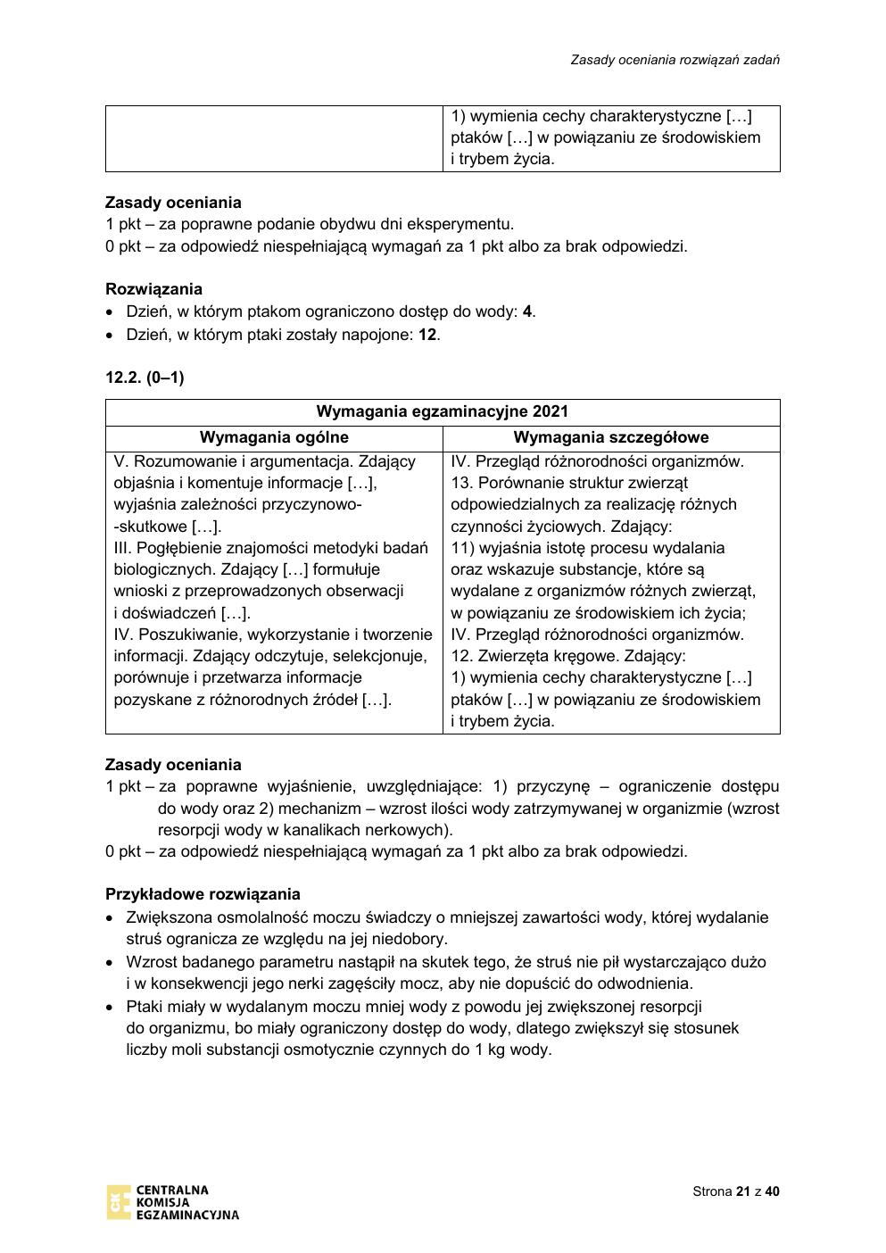 odpowiedzi - biologia rozszerzony - matura 2021 - maj-21