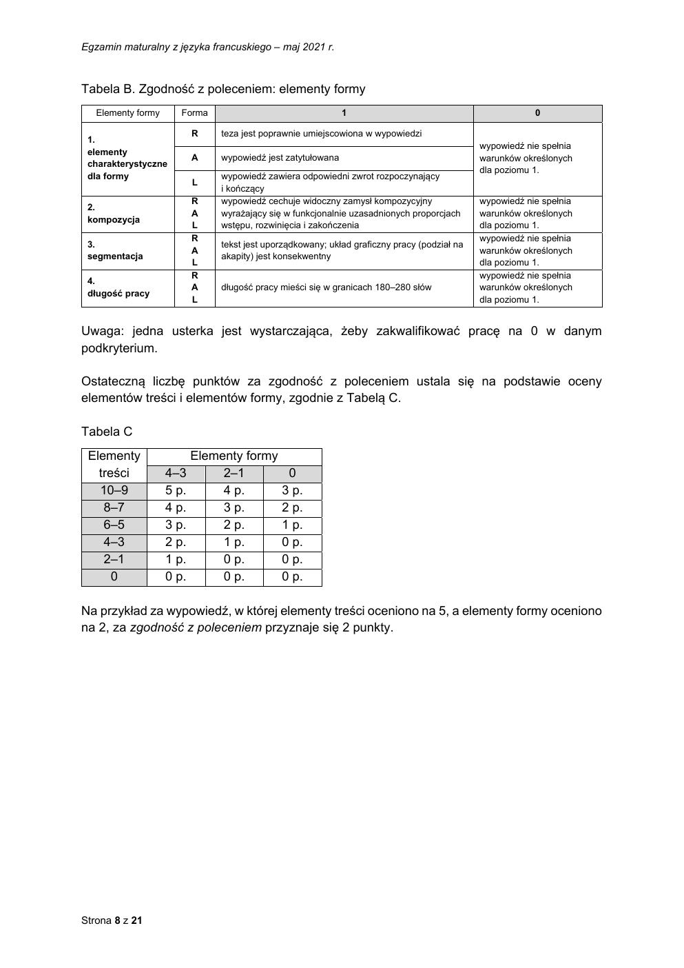 odpowiedzi - język francuski rozszerzony - matura 2021 - maj-08