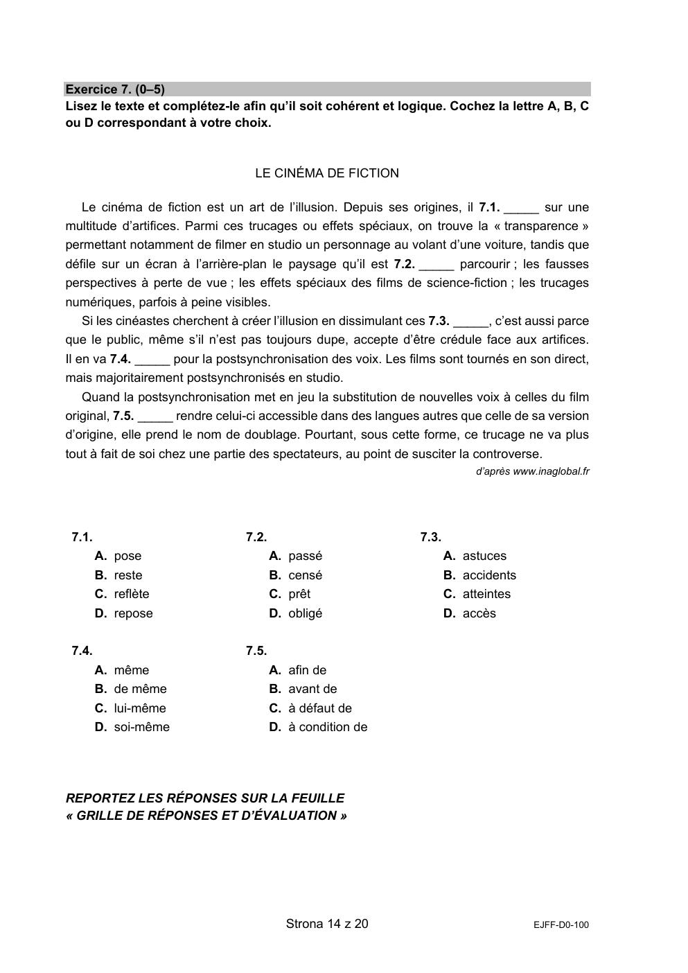 arkusz - język francuski dwujęzyczny - matura 2021 - maj-14