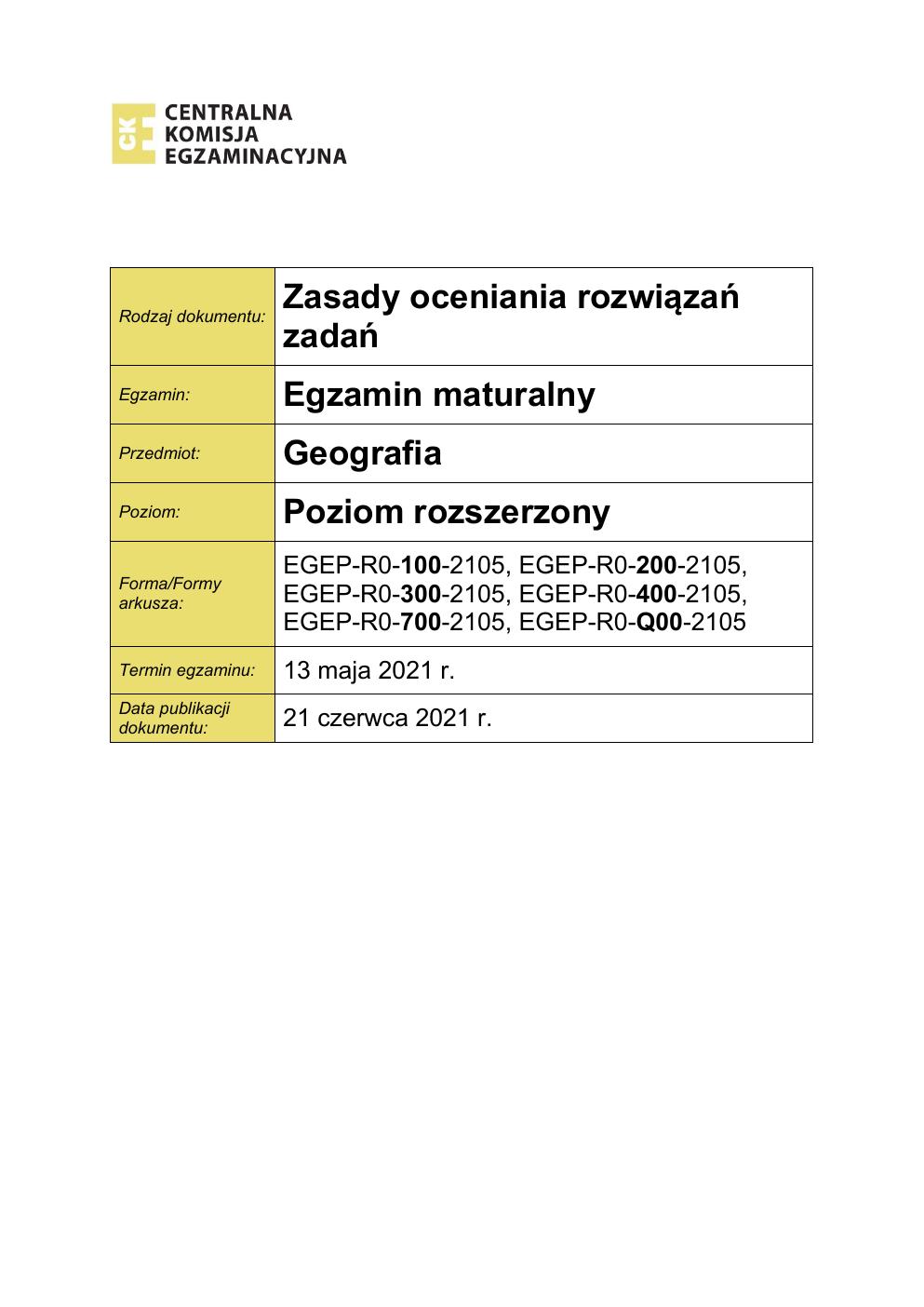 odpowiedzi - geografia rozszerzony - matura 2021 - maj-01