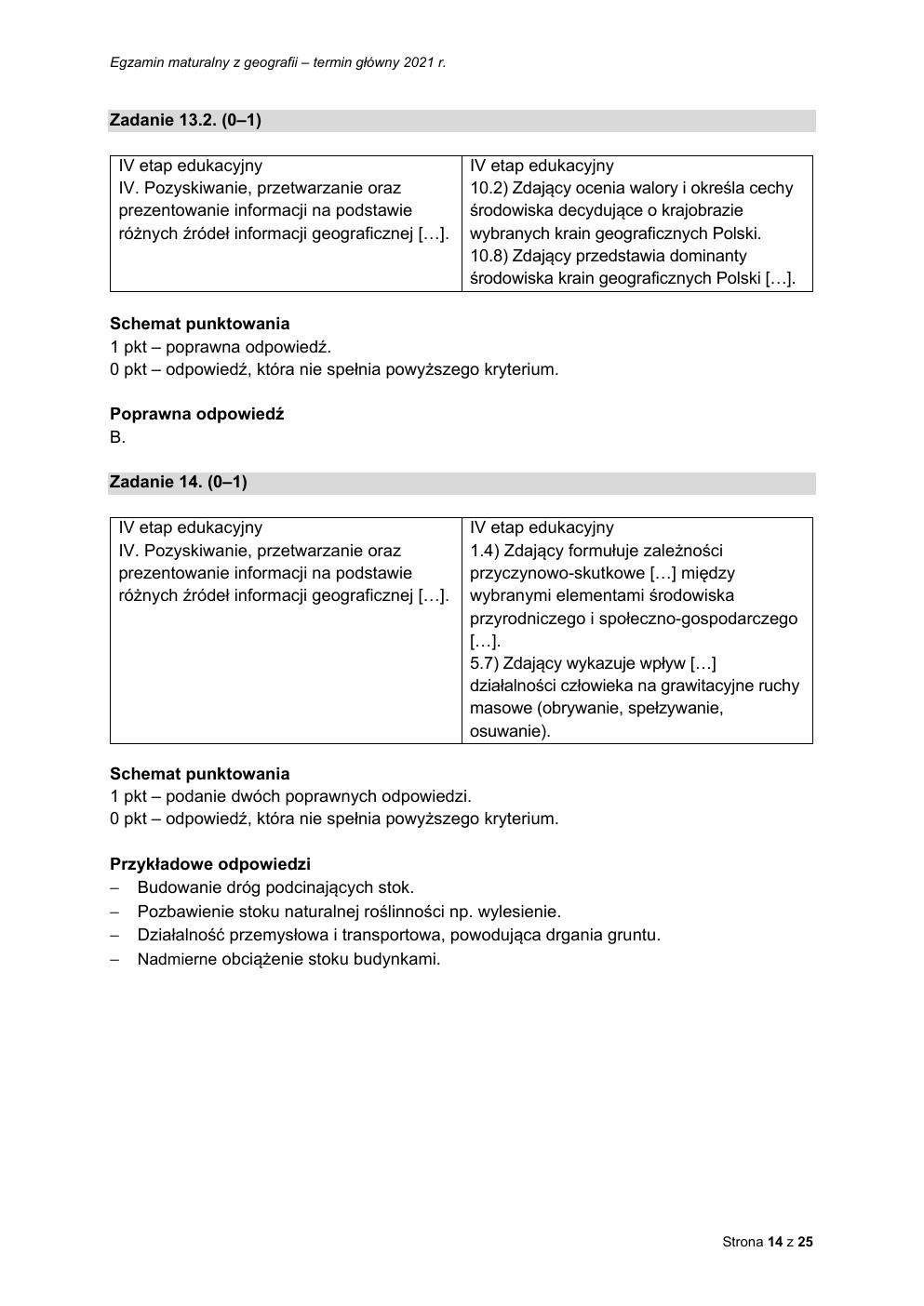 odpowiedzi - geografia rozszerzony - matura 2021 - maj-14