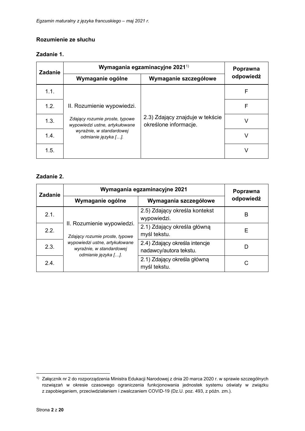 odpowiedzi - język francuski podstawowy - matura 2021 - maj-02