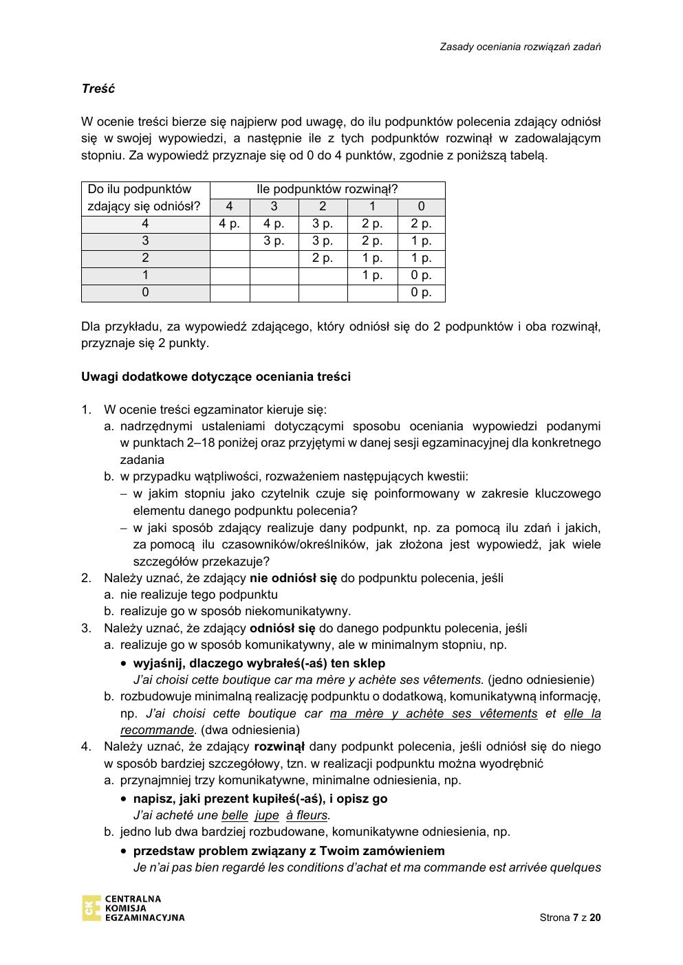 odpowiedzi - język francuski podstawowy - matura 2021 - maj-07