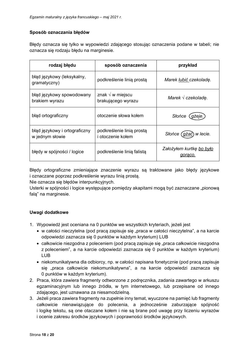 odpowiedzi - język francuski podstawowy - matura 2021 - maj-18