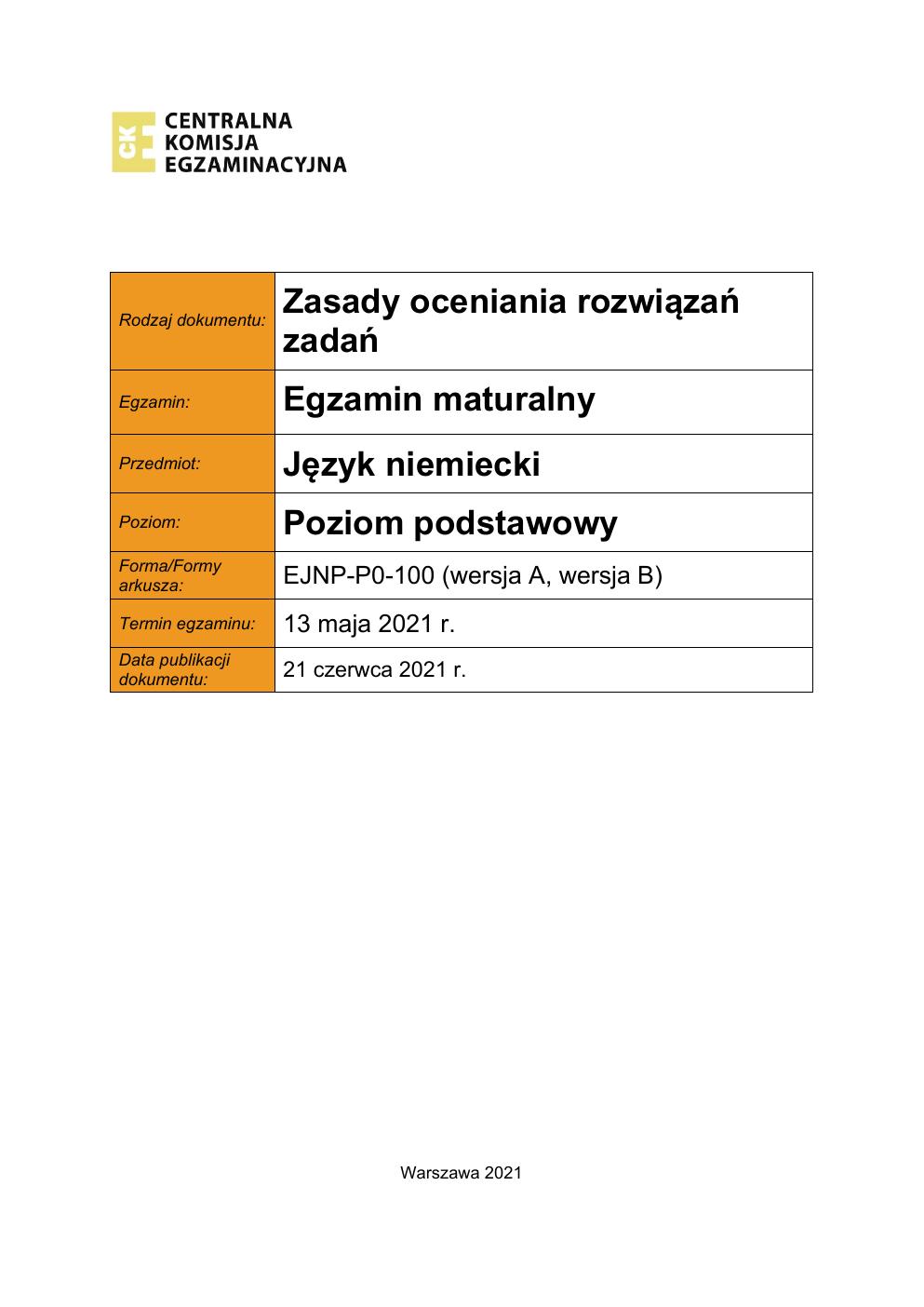 odpowiedzi - język niemiecki podstawowy - matura 2021 - maj-01