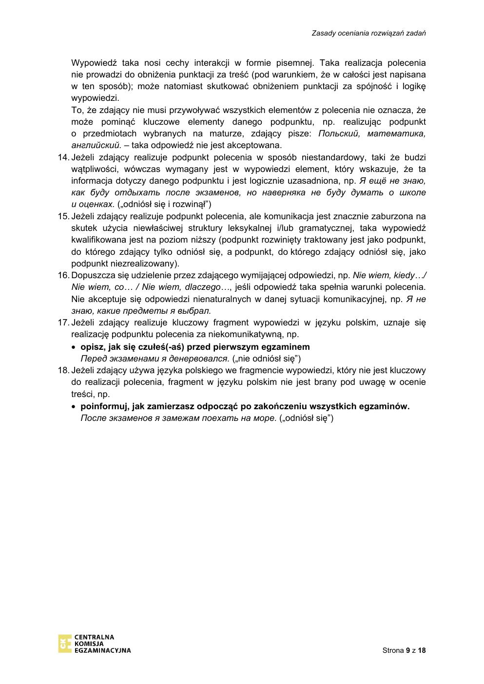 odpowiedzi - język rosyjski podstawowy - matura 2021 - maj-09