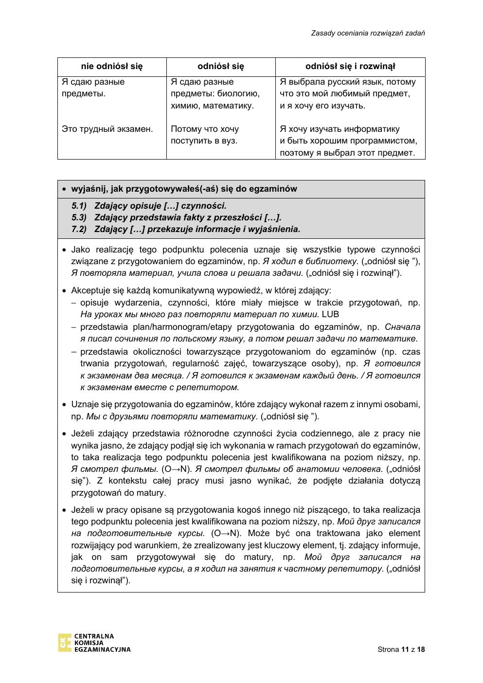odpowiedzi - język rosyjski podstawowy - matura 2021 - maj-11