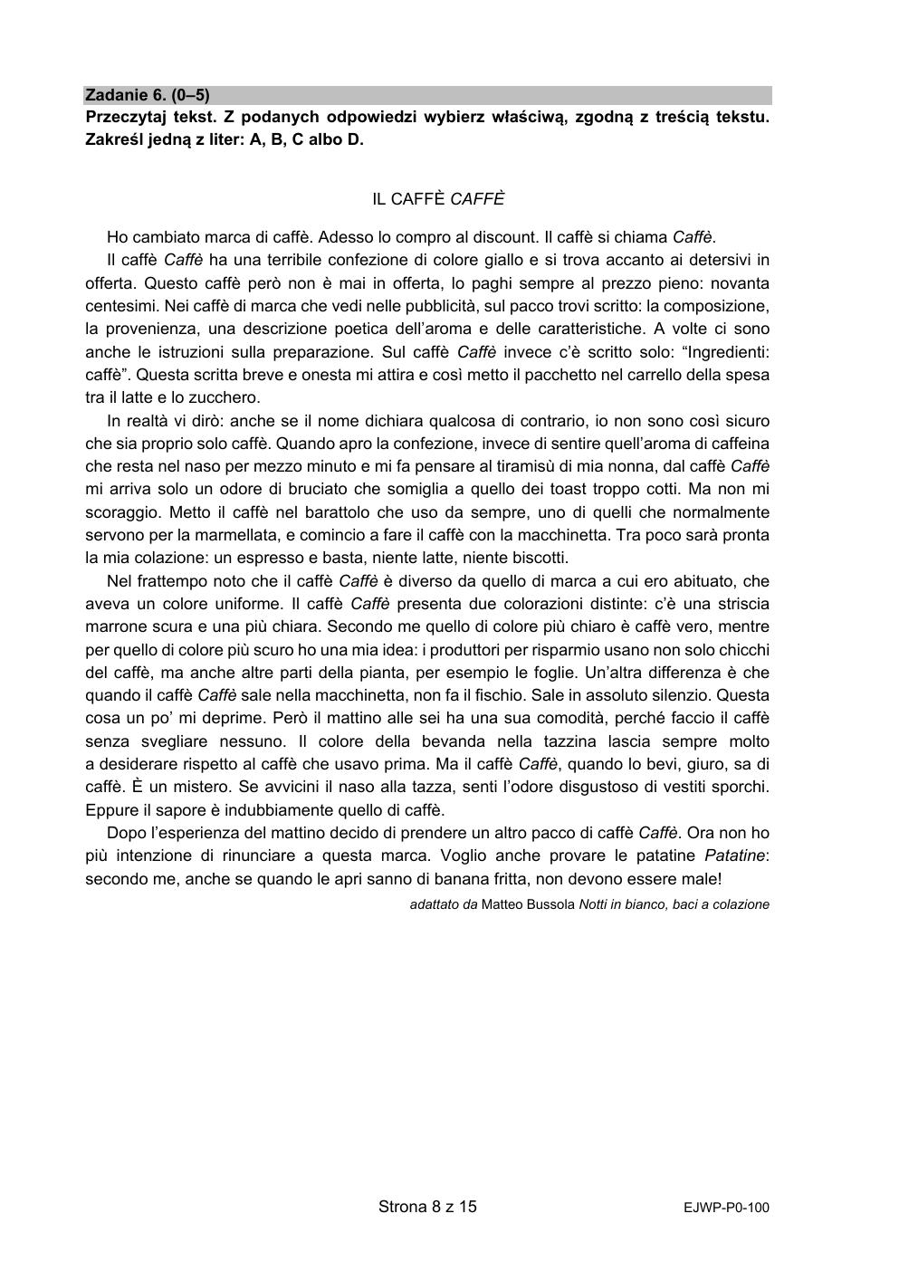 arkusz - język włoski podstawowy - matura 2021 - maj-08
