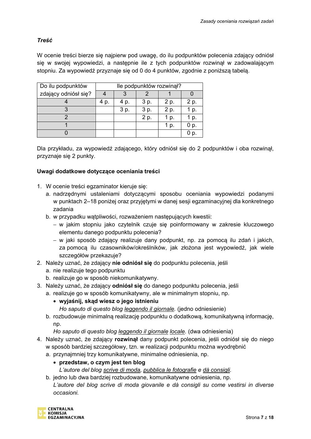 odpowiedzi - język włoski podstawowy - matura 2021 - maj-07