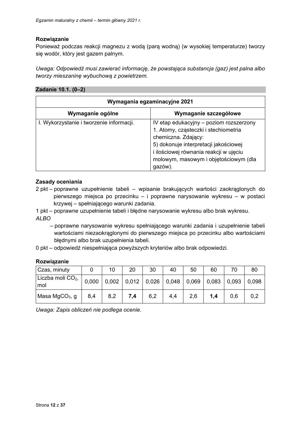 odpowiedzi - chemia rozszerzony - matura 2021 - maj-12