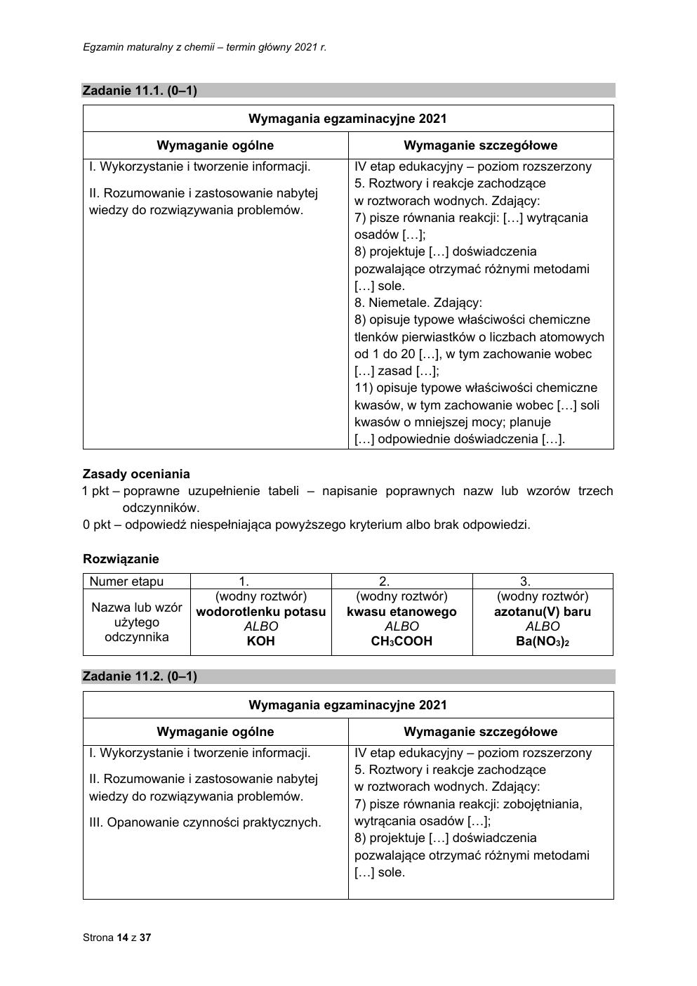 odpowiedzi - chemia rozszerzony - matura 2021 - maj-14