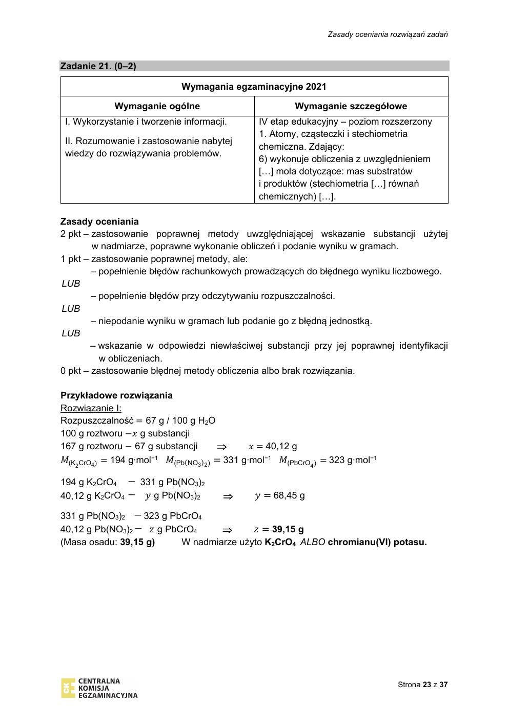 odpowiedzi - chemia rozszerzony - matura 2021 - maj-23