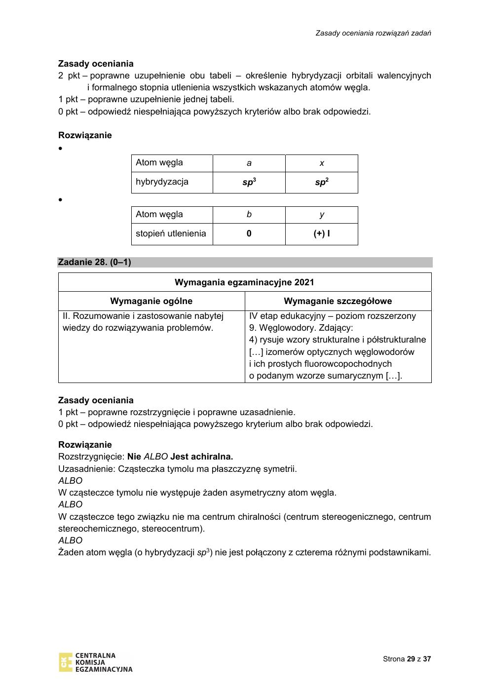 odpowiedzi - chemia rozszerzony - matura 2021 - maj-29