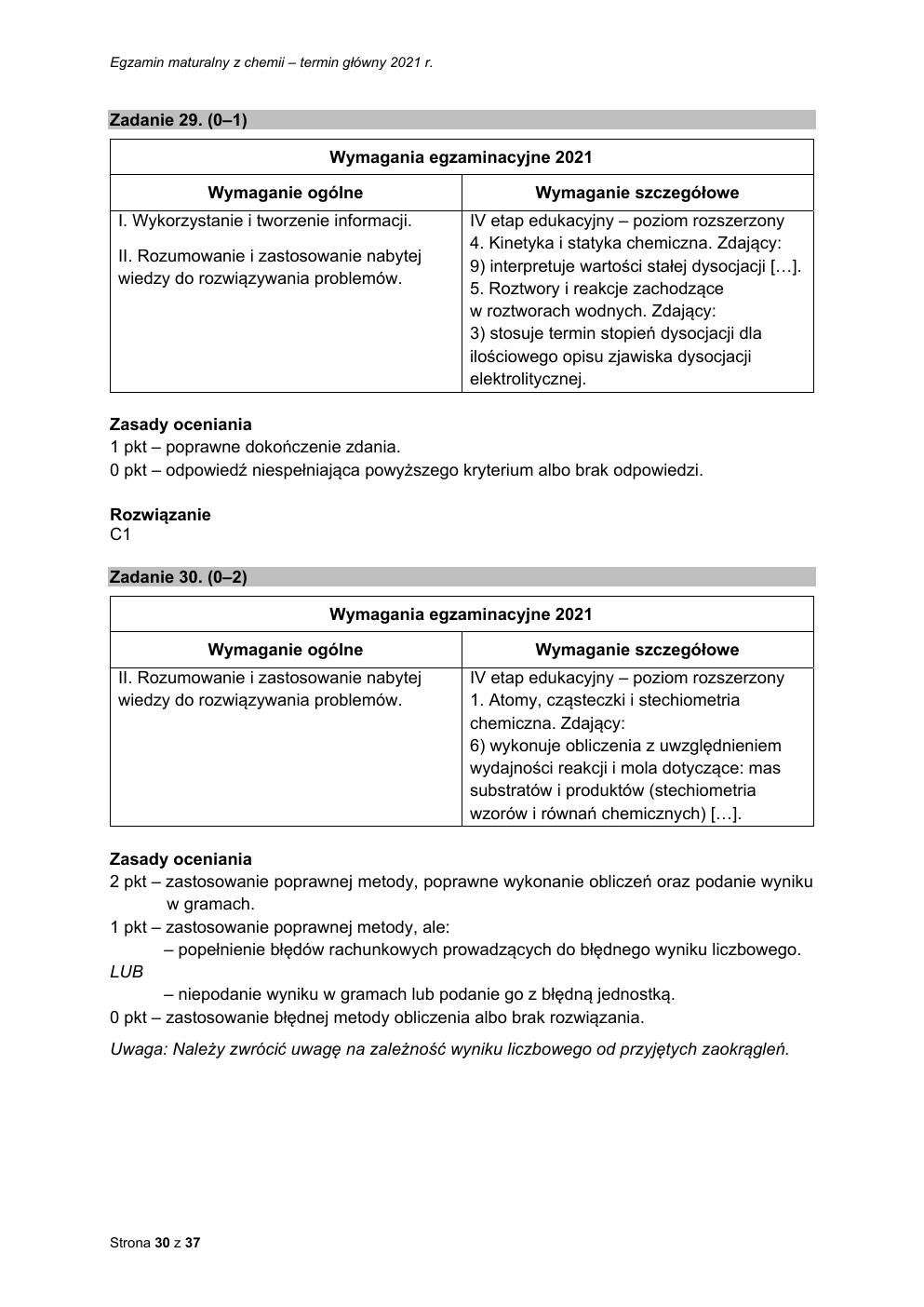 odpowiedzi - chemia rozszerzony - matura 2021 - maj-30