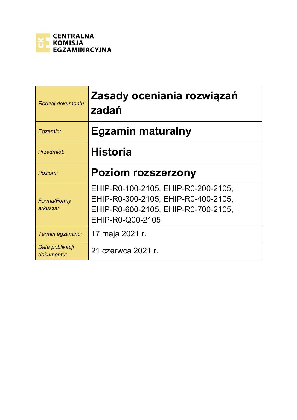 odpowiedzi - historia rozszerzony - matura 2021 - maj-01