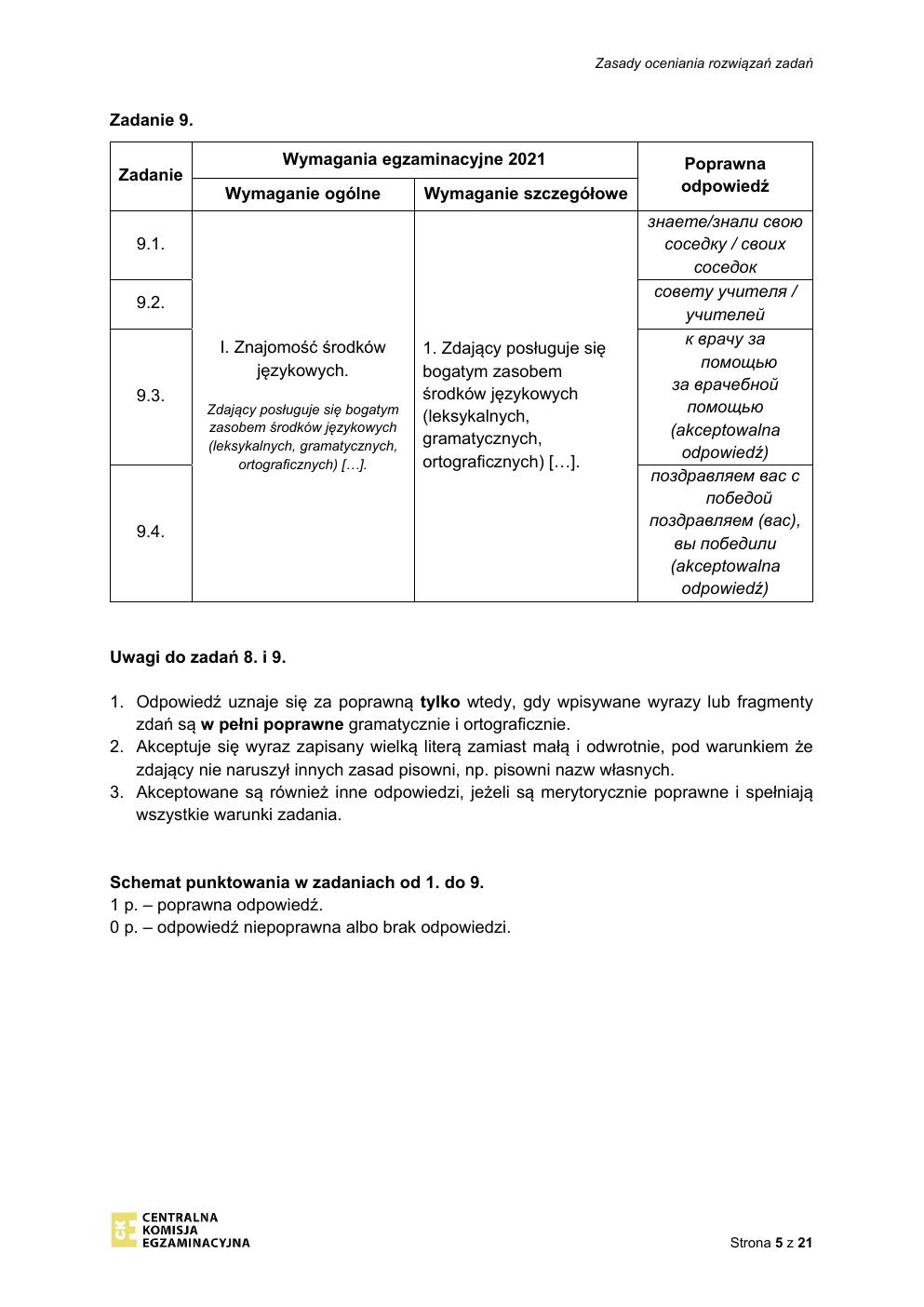 odpowiedzi - język rosyjski rozszerzony - matura 2021 - maj-05