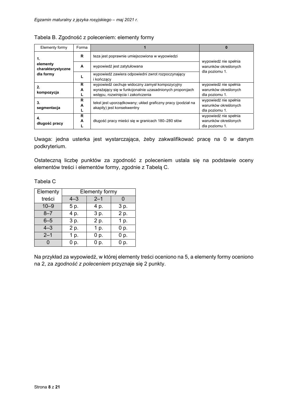 odpowiedzi - język rosyjski rozszerzony - matura 2021 - maj-08