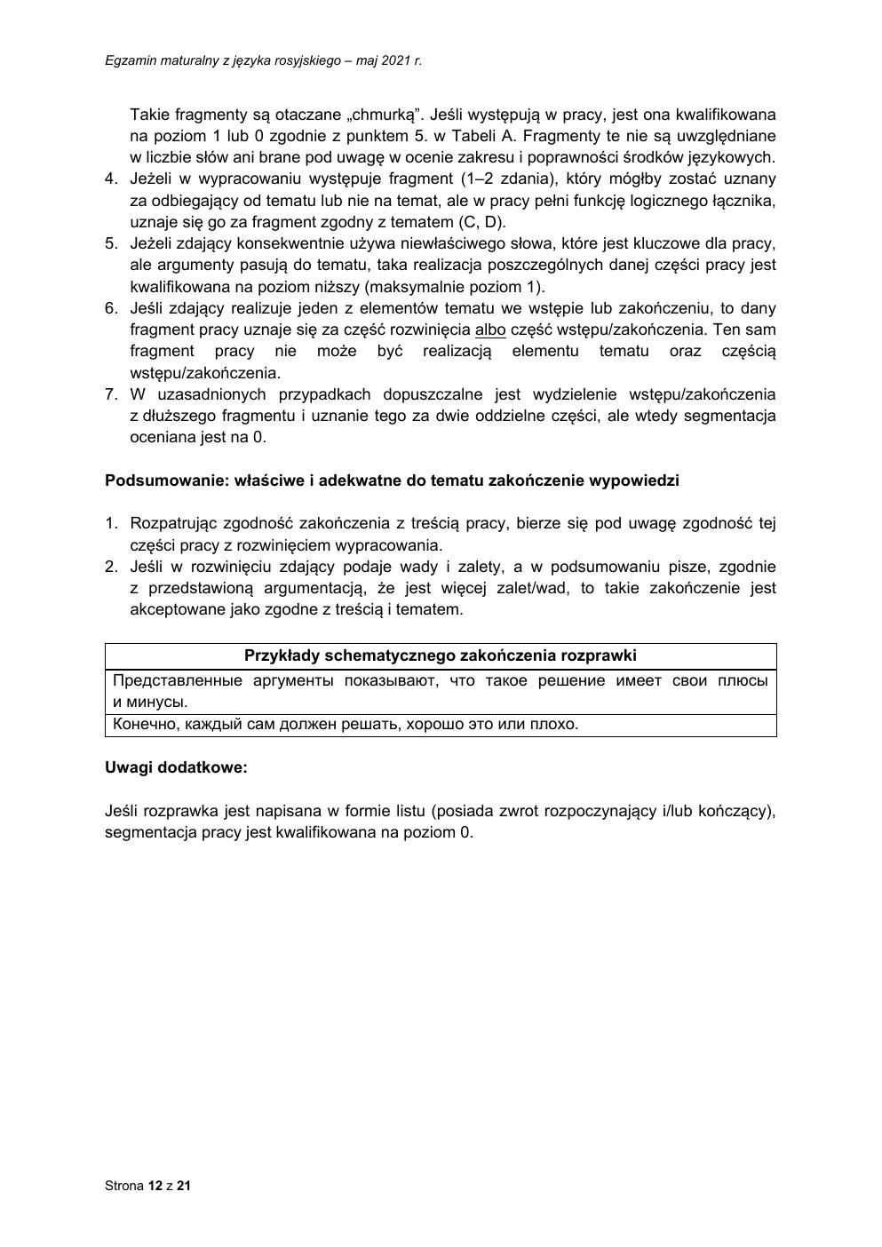 odpowiedzi - język rosyjski rozszerzony - matura 2021 - maj-12