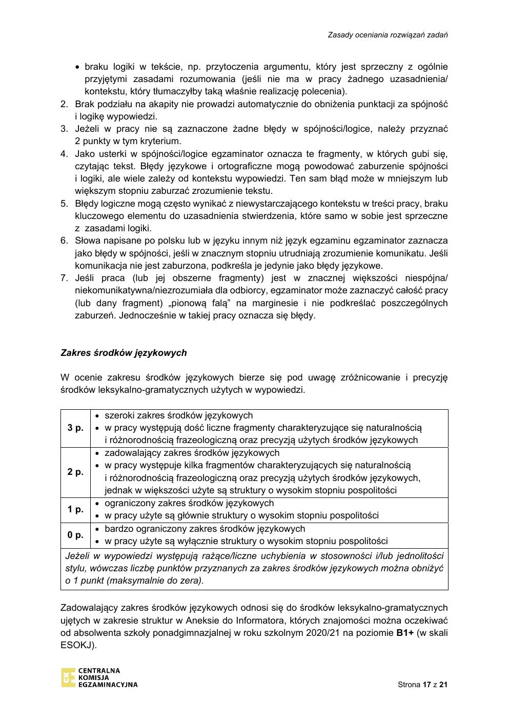 odpowiedzi - język rosyjski rozszerzony - matura 2021 - maj-17