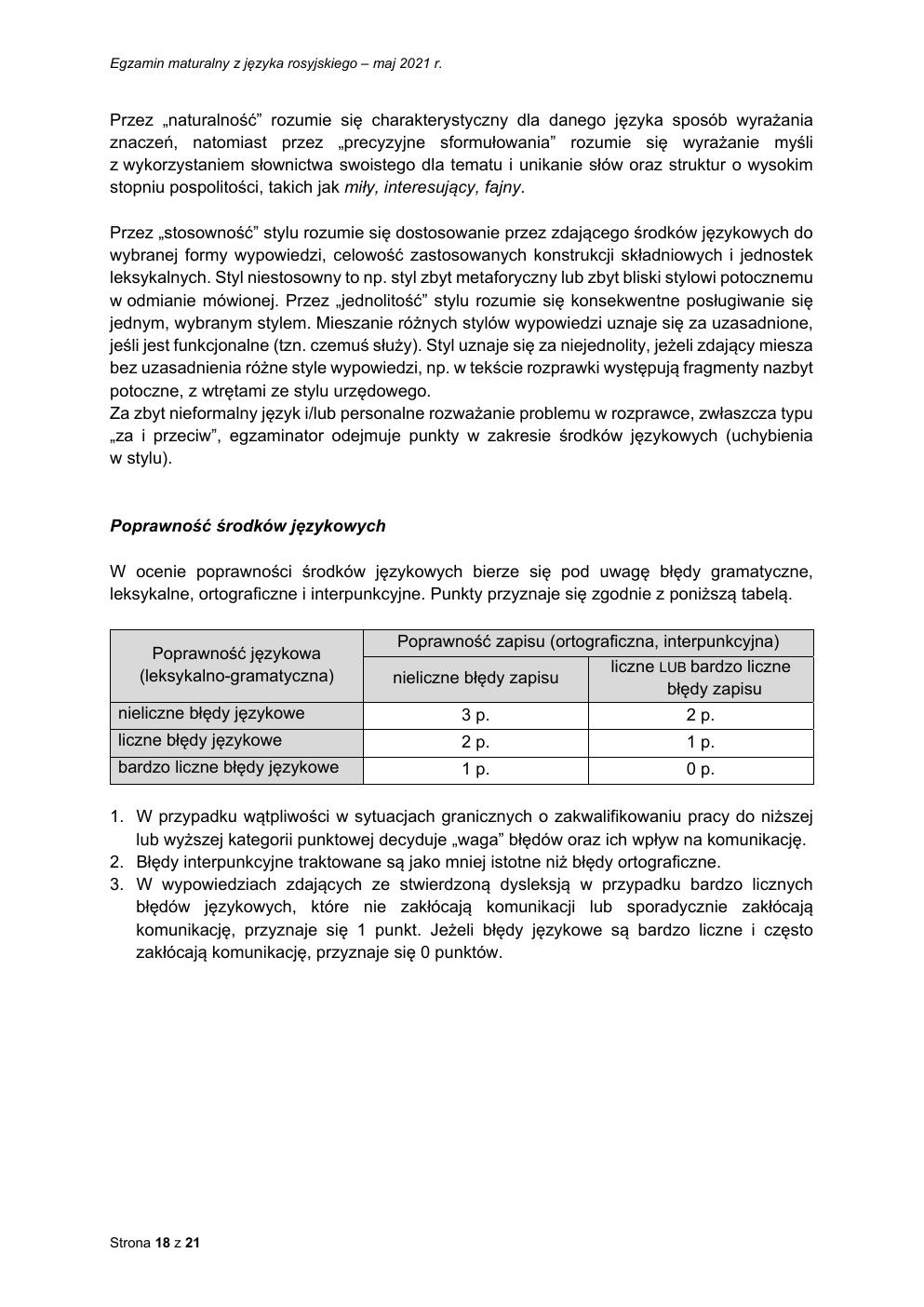 odpowiedzi - język rosyjski rozszerzony - matura 2021 - maj-18