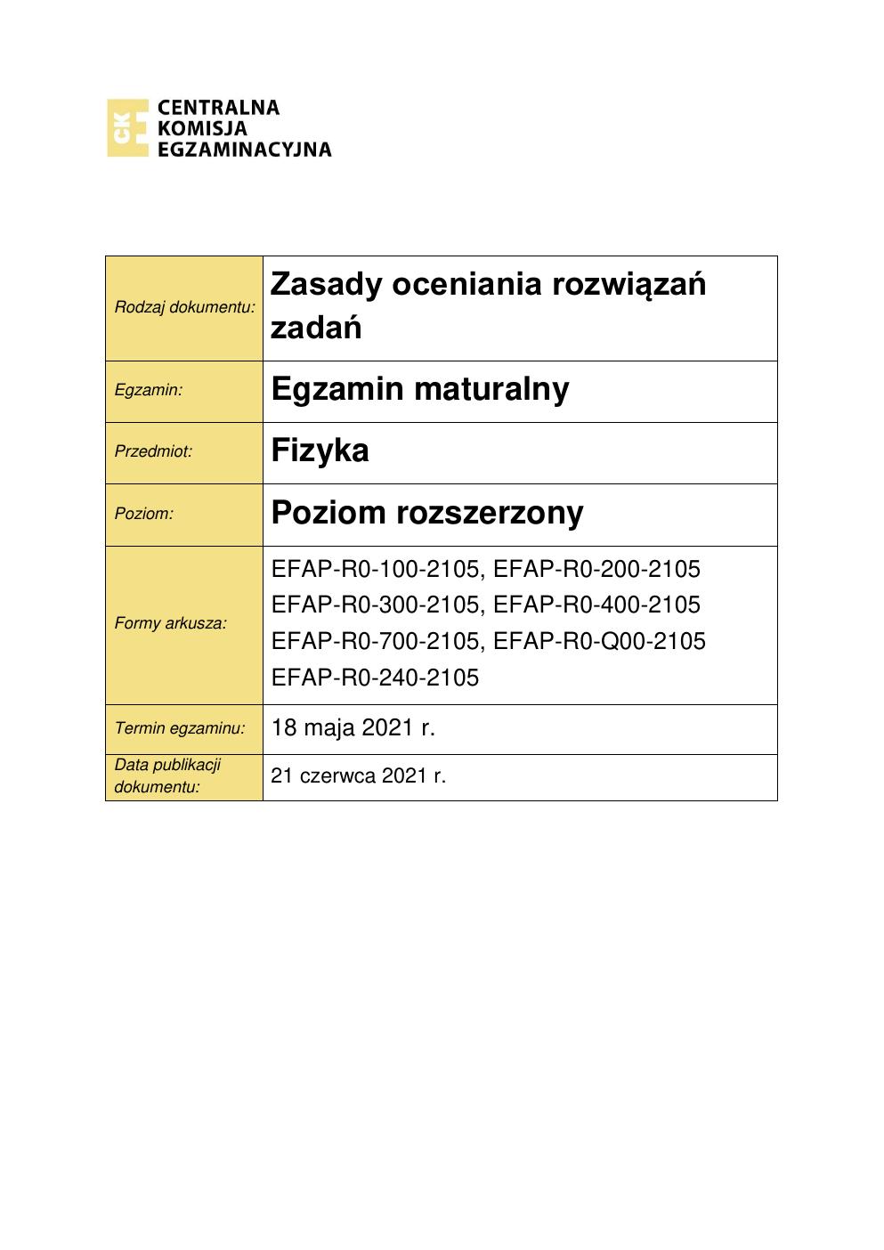 odpowiedzi - fizyka rozszerzony - matura 2021 - maj-01