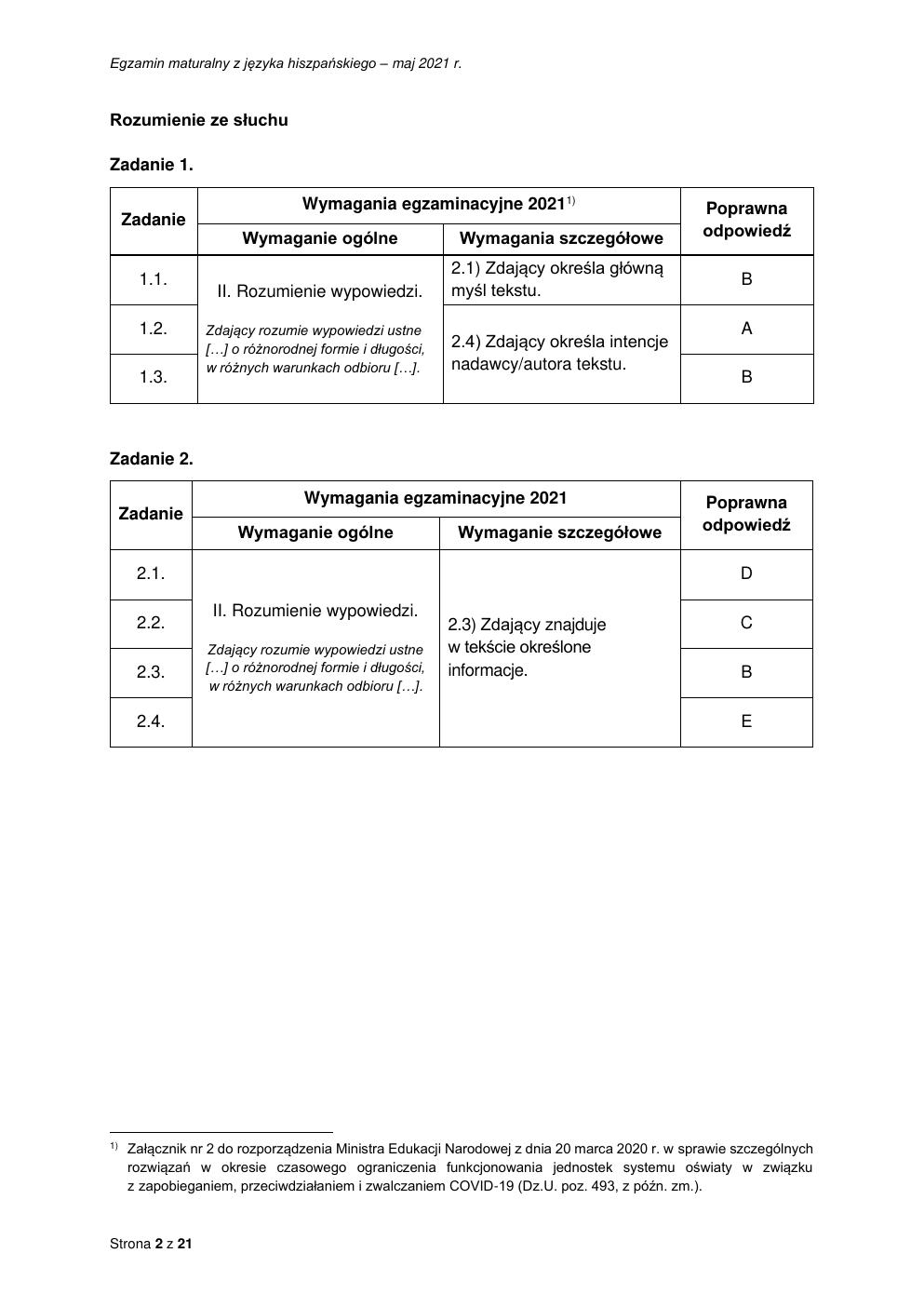 odpowiedzi - język hiszpański rozszerzony - matura 2021 - maj-02