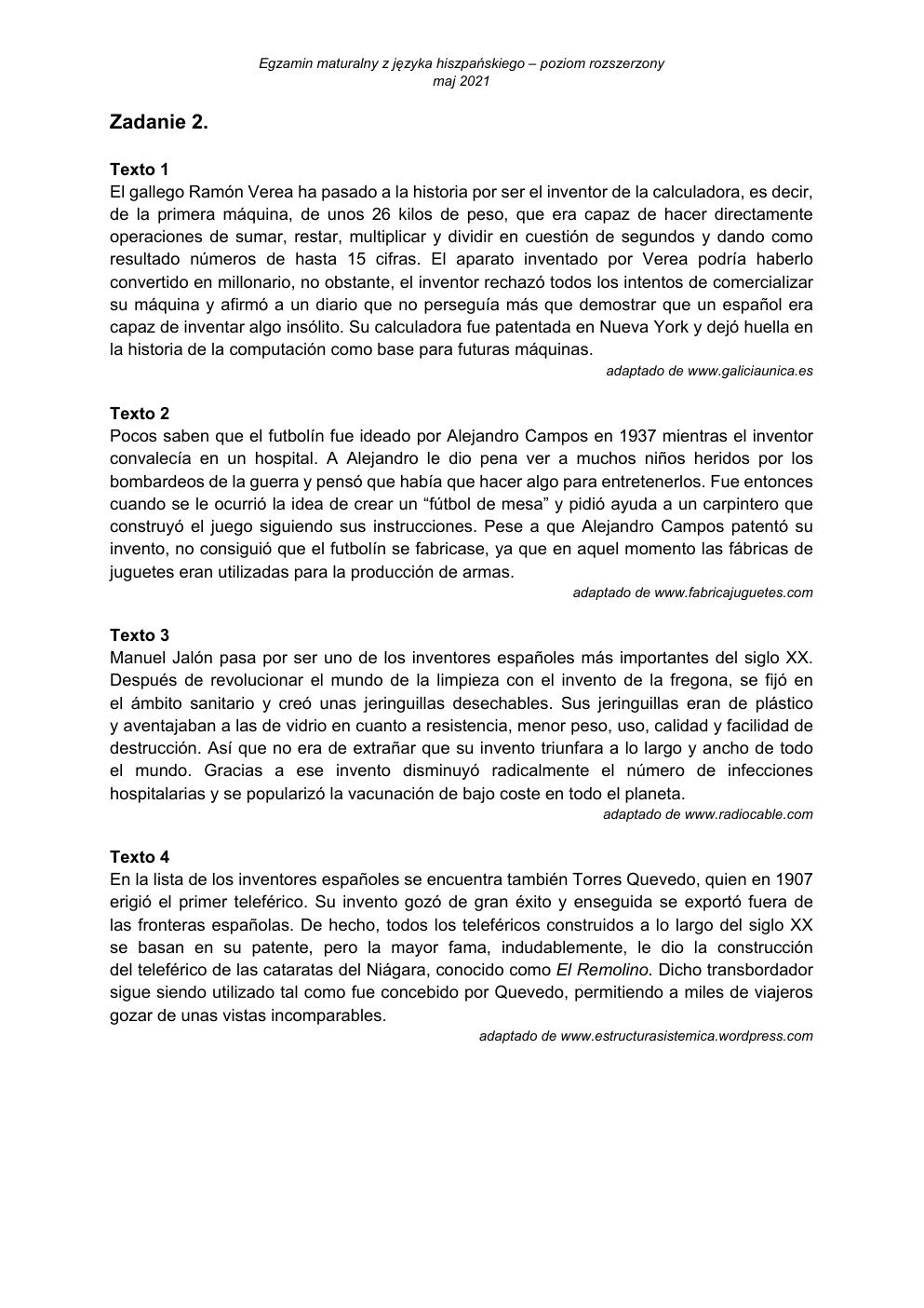 transkrypcja - język hiszpański rozszerzony - matura 2021 - maj-2