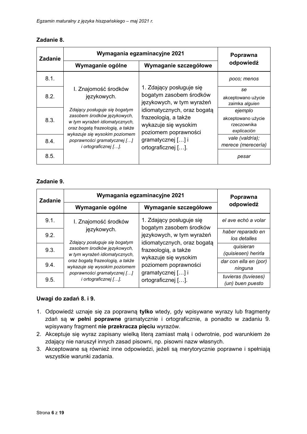 odpowiedzi - język hiszpański dwujęzyczny - matura 2021 - maj-06