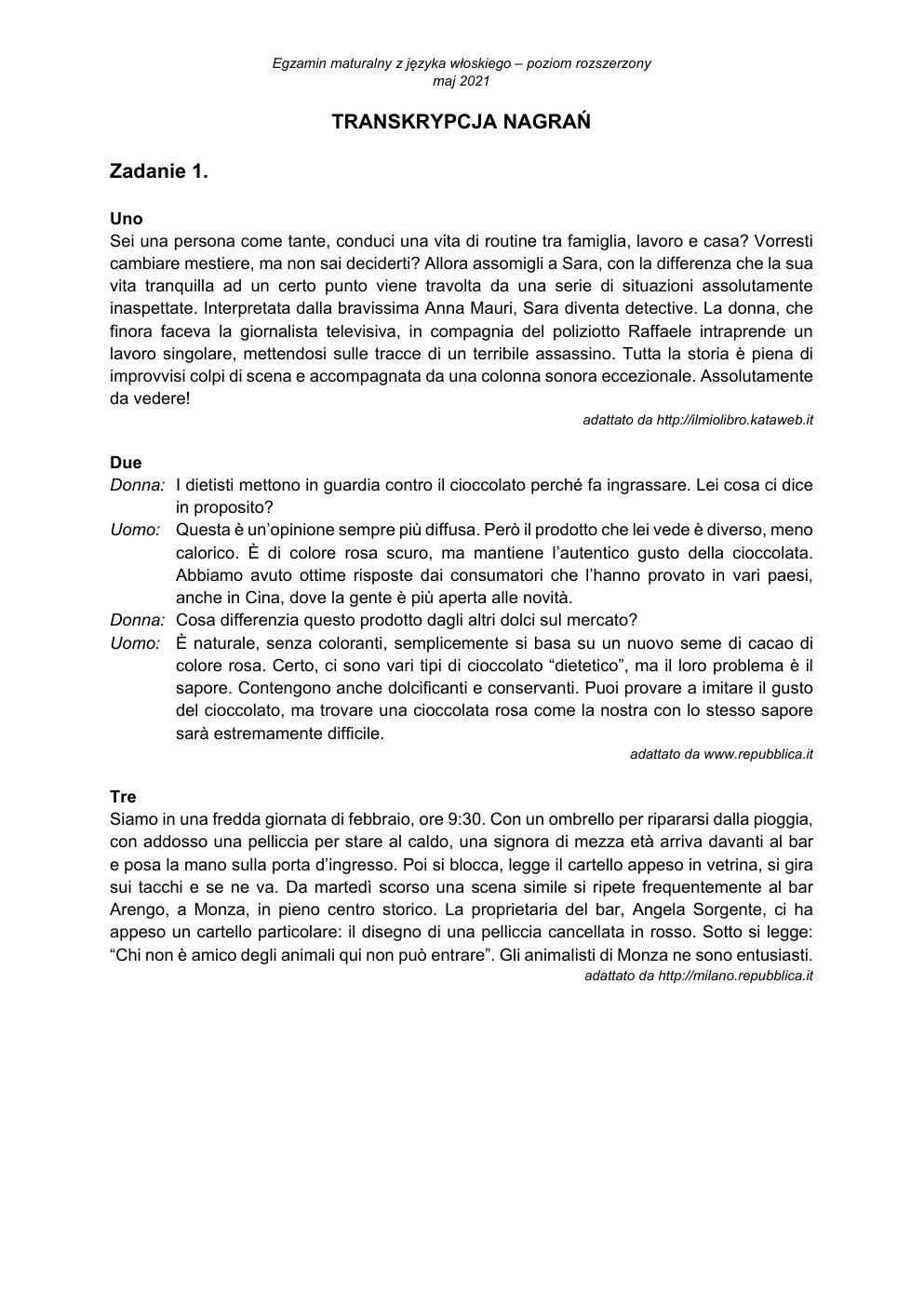 język włoski rozszerzony - matura maj 2021 - transkrypcja-1