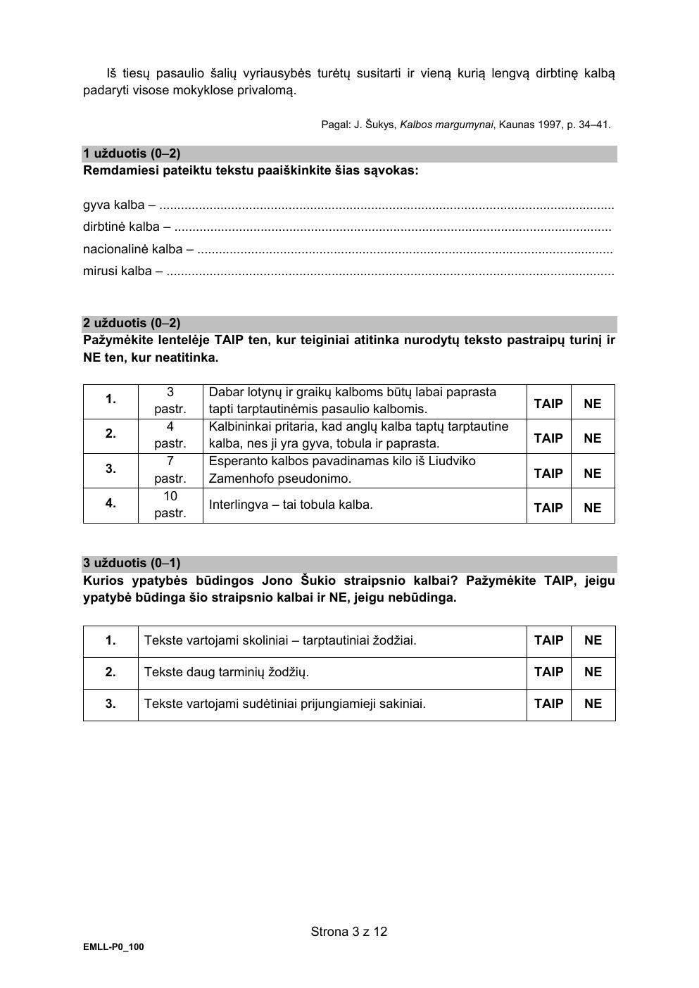 język litewski podstawowy - matura maj 2021 - arkusz-03