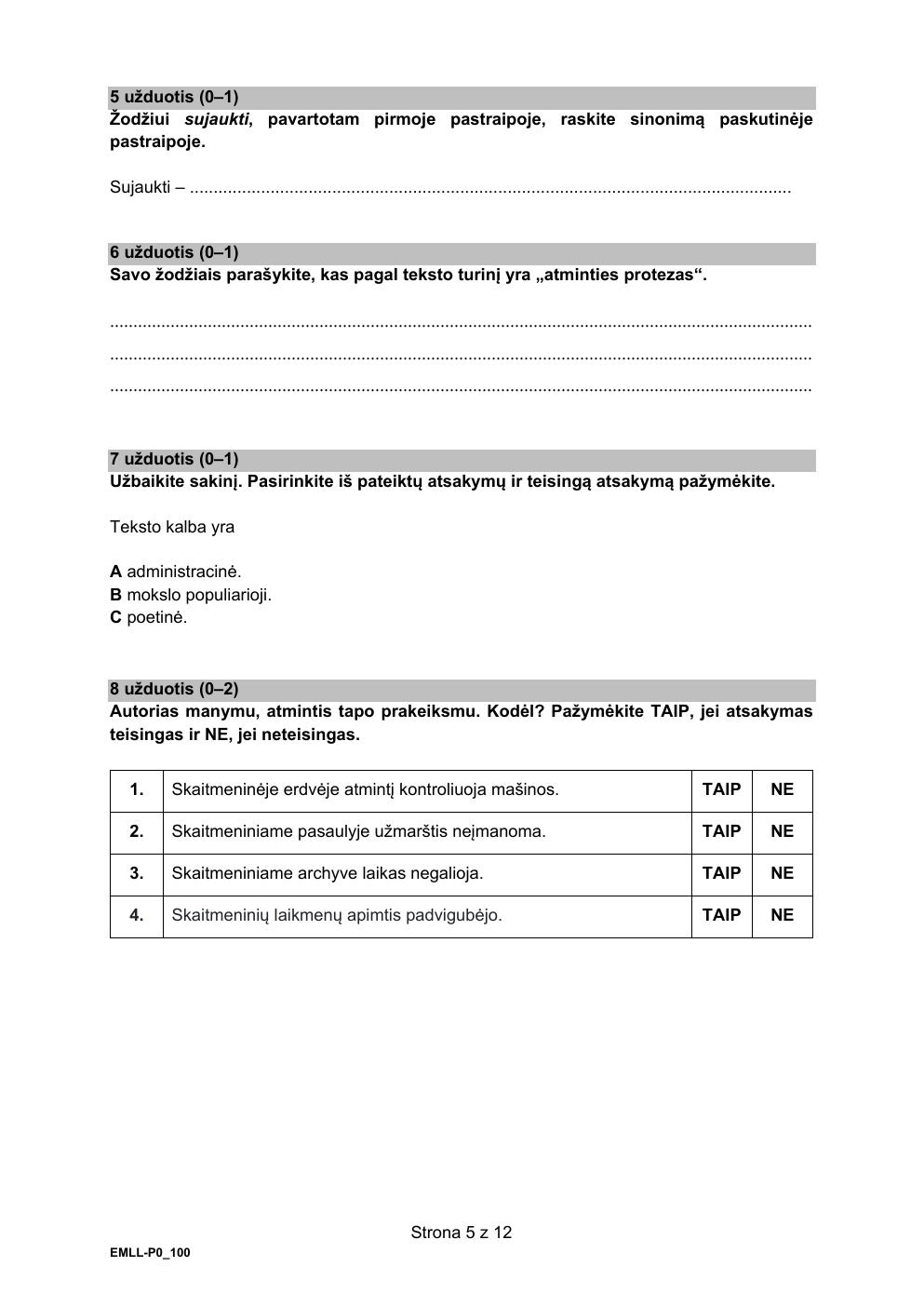 język litewski podstawowy - matura maj 2021 - arkusz-05