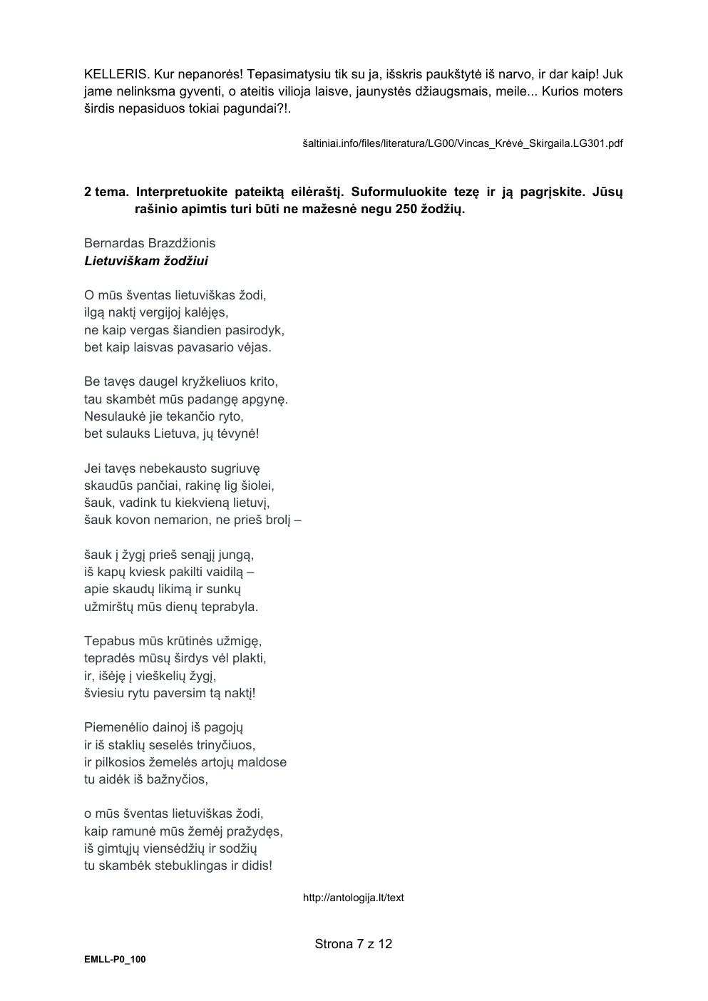język litewski podstawowy - matura maj 2021 - arkusz-07