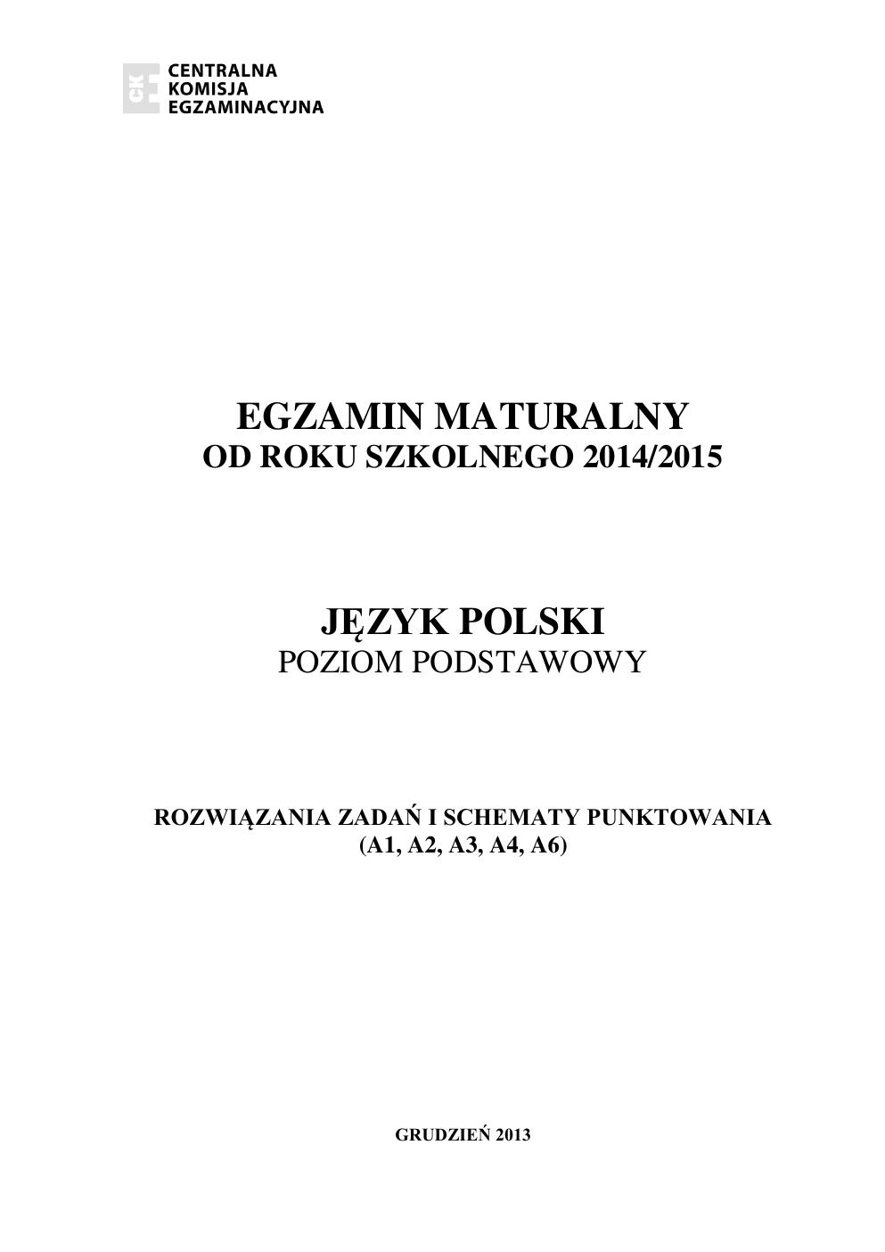 zasady oceniania - odpowiedzi - polski podstawowy - matura 2015 przykładowa-01