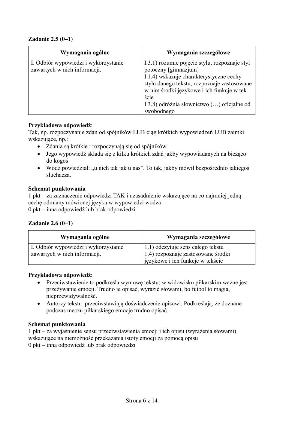 zasady oceniania - odpowiedzi - polski podstawowy - matura 2015 przykładowa-06
