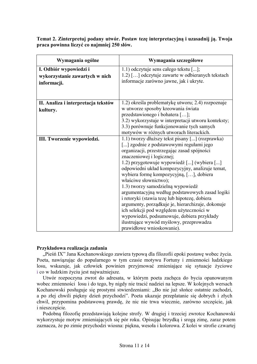 zasady oceniania - odpowiedzi - polski podstawowy - matura 2015 przykładowa-11