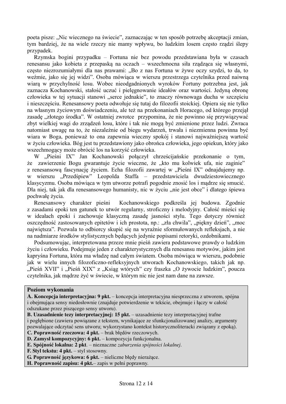 zasady oceniania - odpowiedzi - polski podstawowy - matura 2015 przykładowa-12