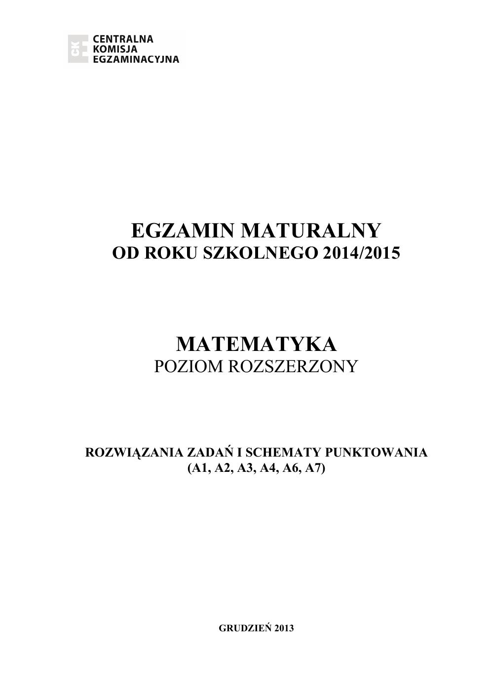 zasady oceniania - odpowiedzi - matematyka rozszerzony - matura 2015 przykładowa-01