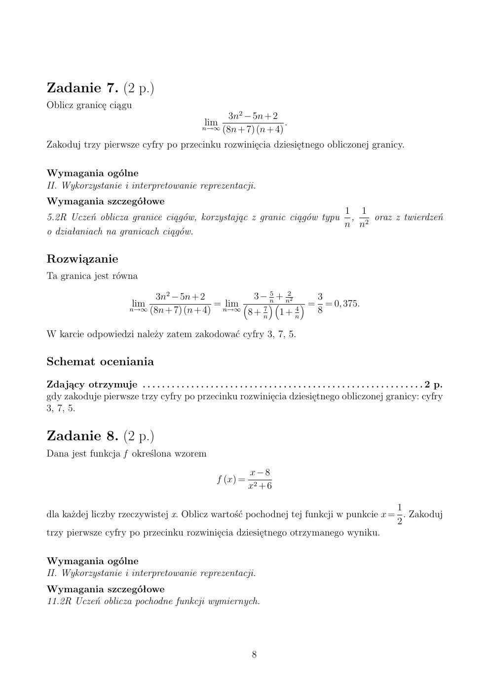 zasady oceniania - odpowiedzi - matematyka rozszerzony - matura 2015 przykładowa-08
