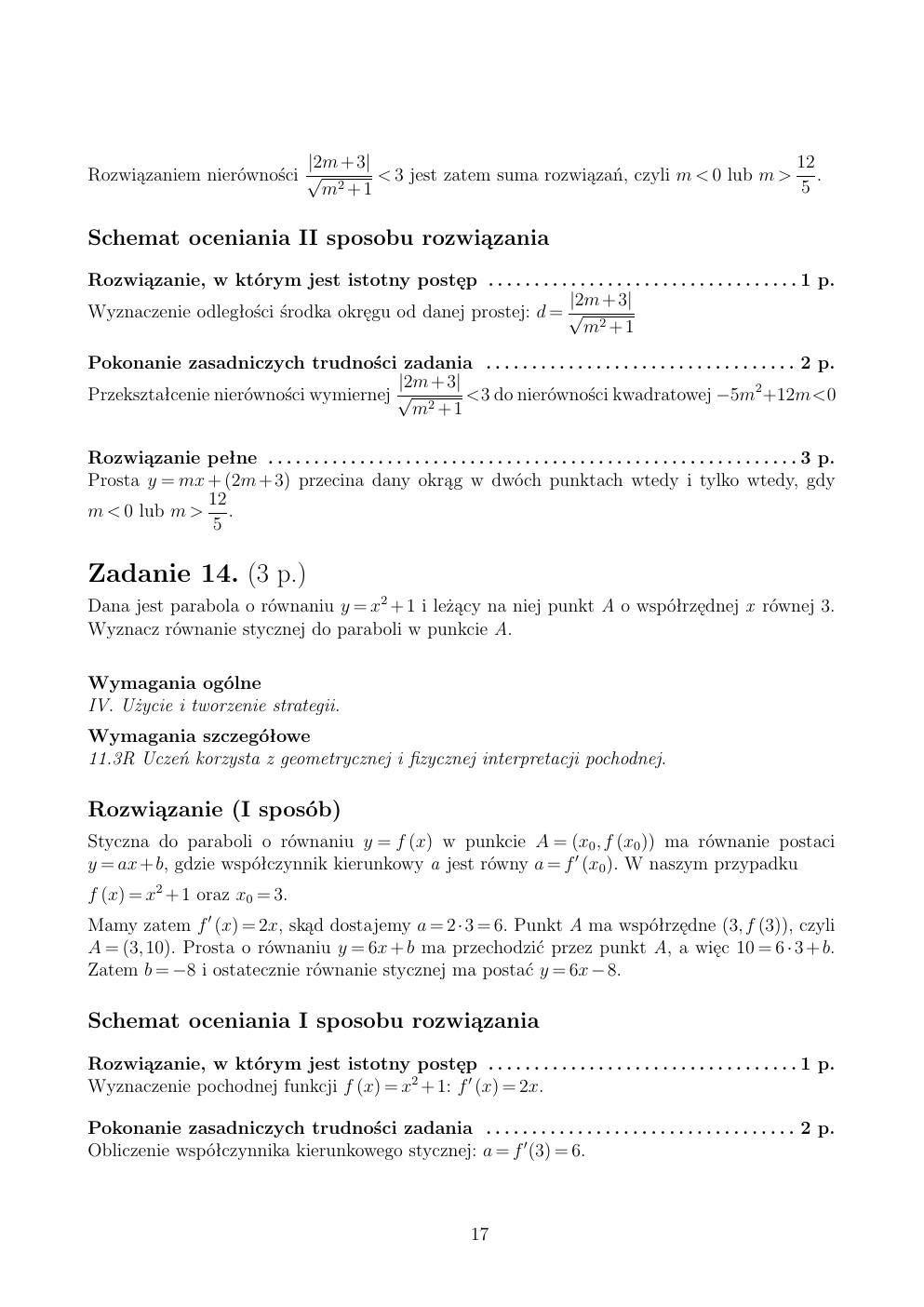 zasady oceniania - odpowiedzi - matematyka rozszerzony - matura 2015 przykładowa-17