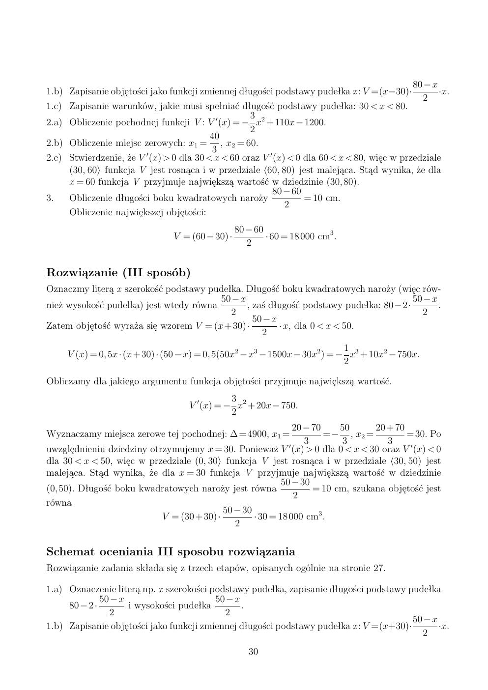 zasady oceniania - odpowiedzi - matematyka rozszerzony - matura 2015 przykładowa-30