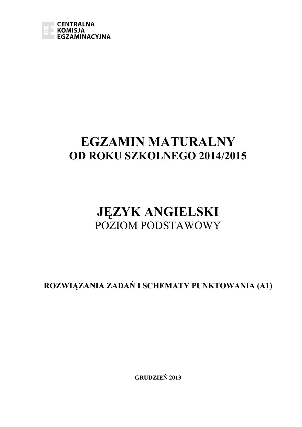 zasady oceniania - odpowiedzi - angielski podstawowy - matura 2015 przykładowa-1