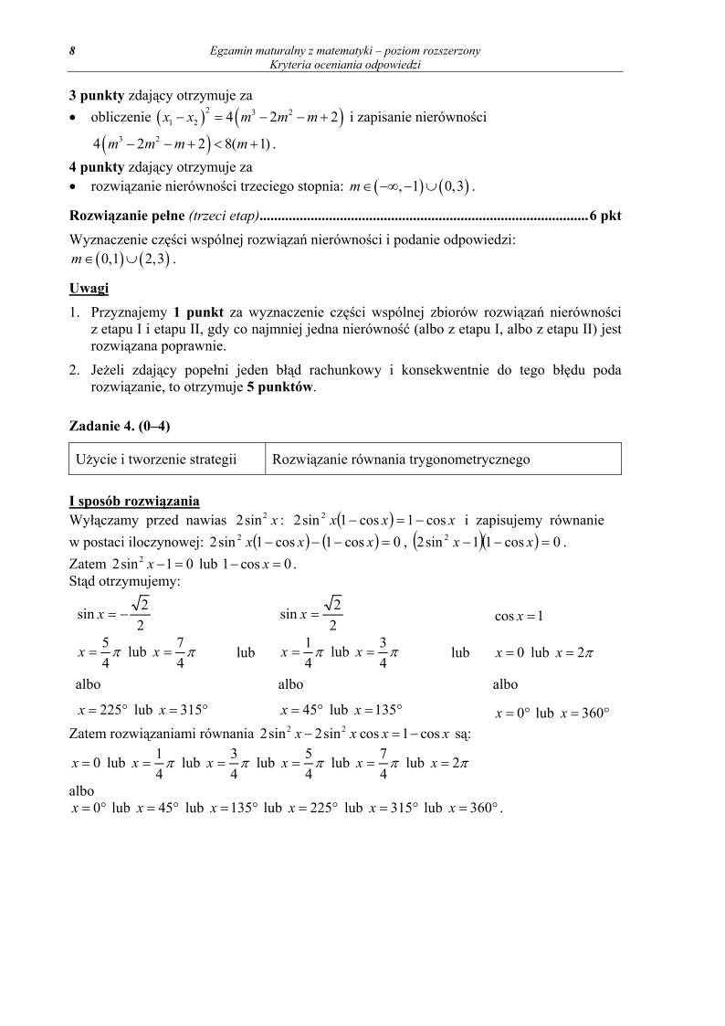 Odpowiedzi - matematyka, p. rozszerzony, matura 2011-strona-08