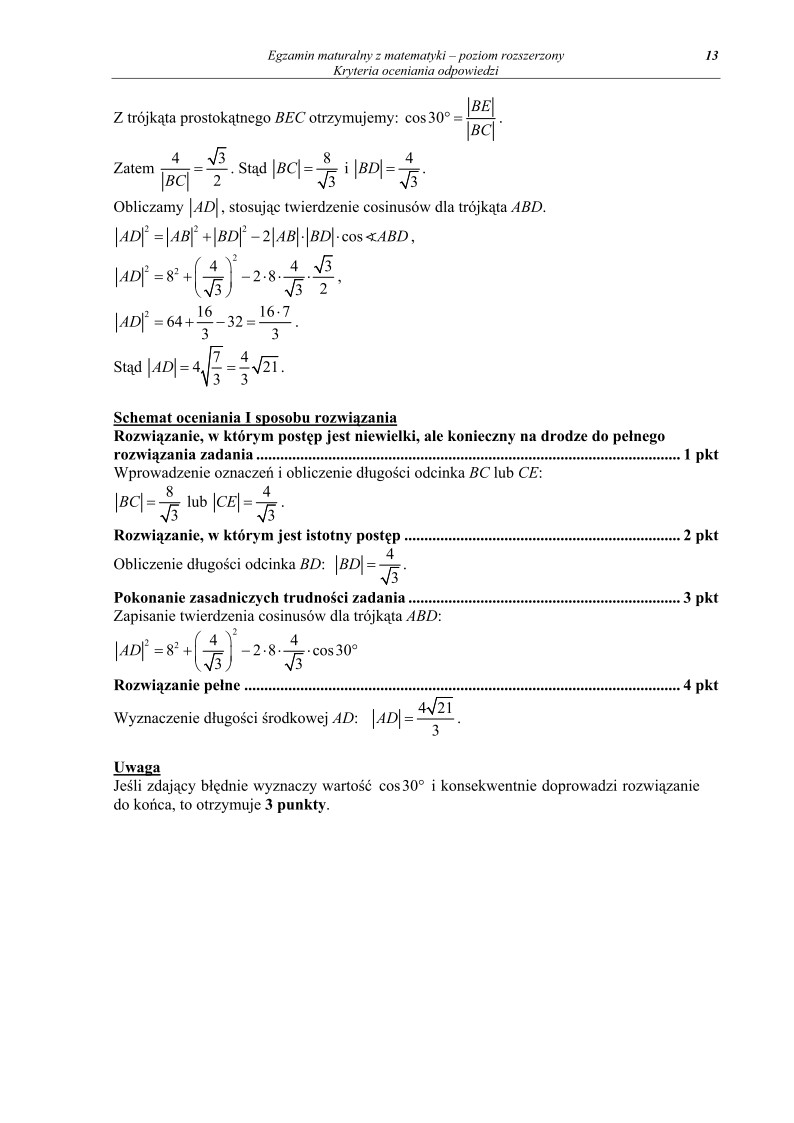 Odpowiedzi - matematyka, p. rozszerzony, matura 2011-strona-13