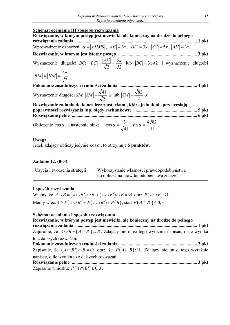 Odpowiedzi - matematyka, p. rozszerzony, matura 2011-strona-31