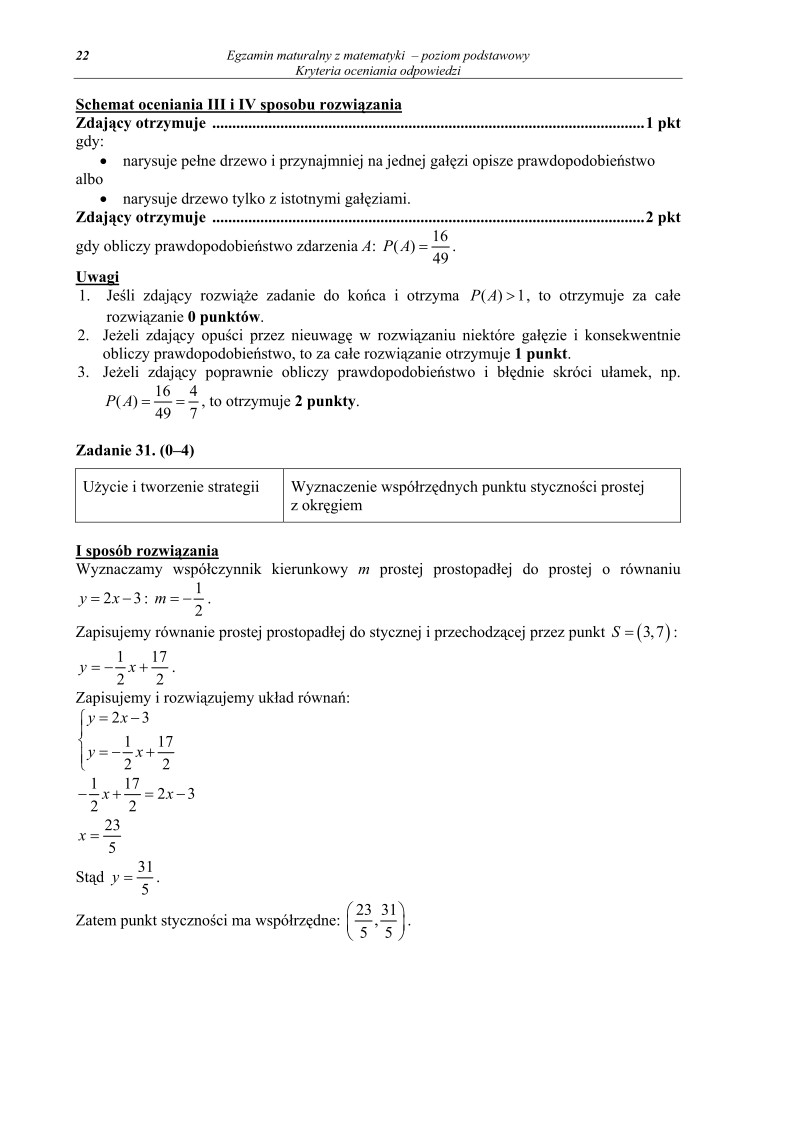 Odpowiedzi - matematyka, p. podstawowy, matura 2011-strona-22